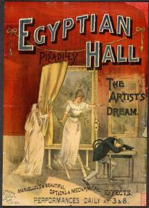 © The British Library Board.  Pressmark Evan.334.  “The Artist’s Dream” presented at the Egyptian Hall by David Devant in 1893.  Lithographed by Joseph Weiner.  