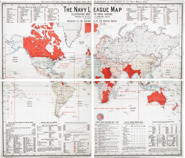 The Navy League Map, Illustrating British Naval History.  London : W. & A.K. Johnston, 1901. BL Maps 950.(136.). © British Library Board.