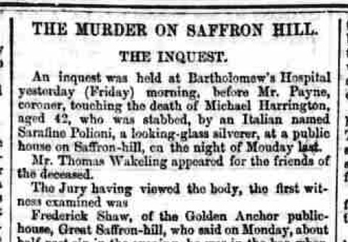 The Saffron Hill Murder (4) — The Inquest | The Bookhunter on Safari